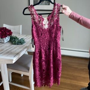 Lulus, maroon, lace, mini dress